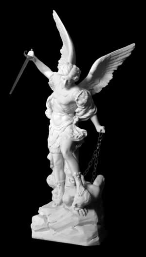 Stone carving sculpture of archangel michael