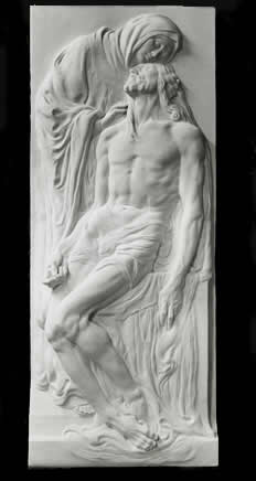 pieta frieze sculpted in marble